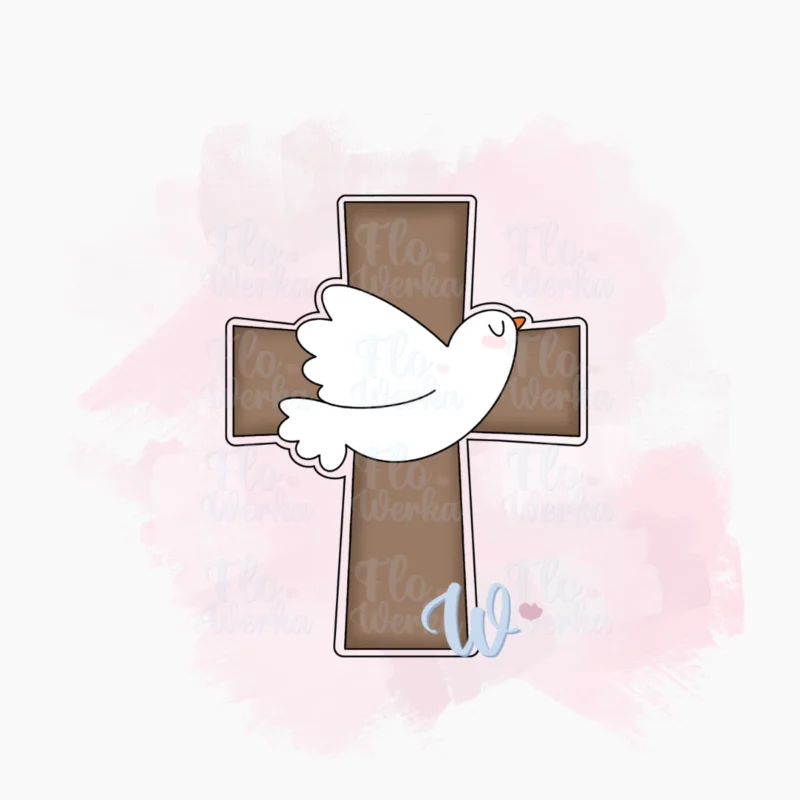 krzyż-foremka-wykrawaczka-flowerka3d Foremka Krzyż z gołębiem