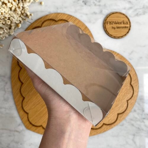 Pudełko falbanka biały brąz 13,5 x 13,5 cm - 25 szt.