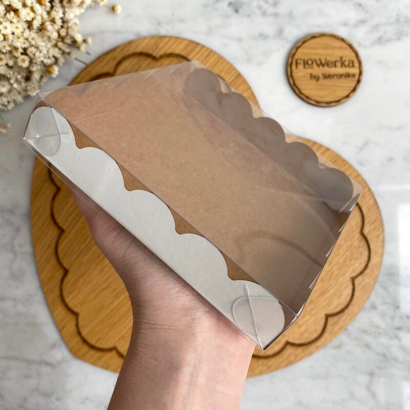Pudełko falbanka biały brąz 13,5 x 13,5 cm - 25 szt.