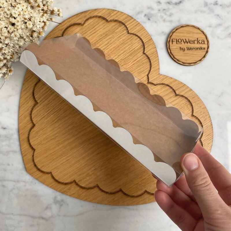 Pudełko falbanka biały brąz 9,5 x 20 cm - 25 szt.