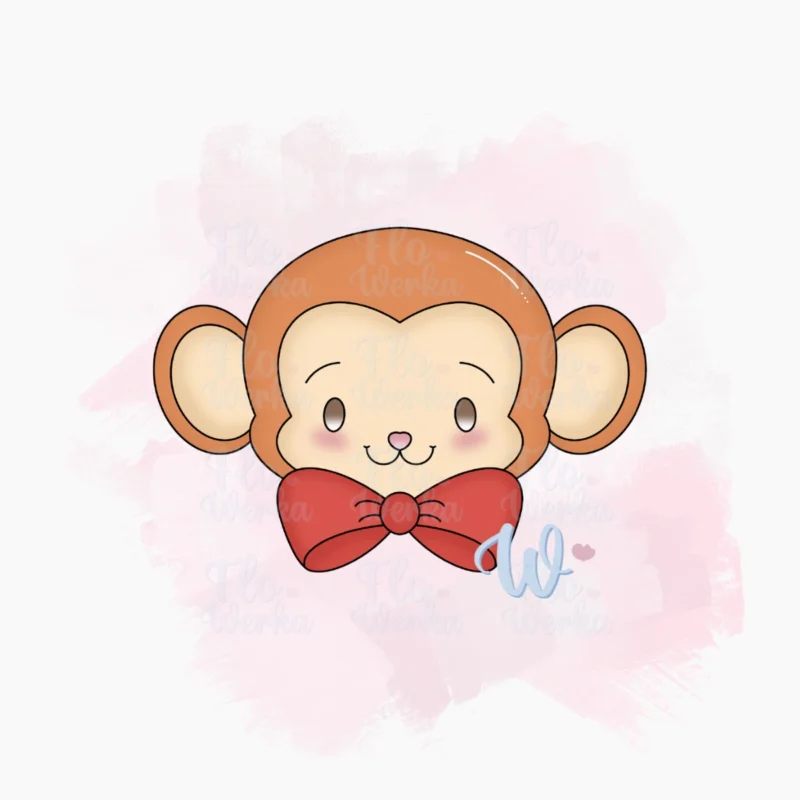 Głowa małpki z kokardą-foremka-wykrawaczka-flowerka3d Foremka Głowa małpki z kokardą