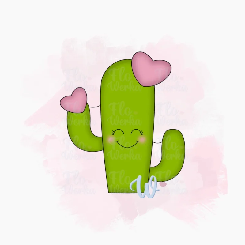 Kaktus z serduszkami-foremka-wykrawaczka-flowerka3d Foremka Kaktus z serduszkami
