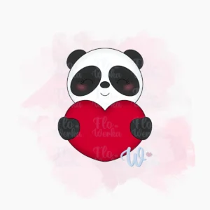 Panda z serduchem-foremka-wykrawaczka-flowerka3d Foremka Panda z serduchem