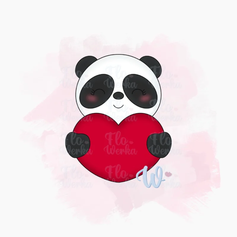 Panda z serduchem-foremka-wykrawaczka-flowerka3d Foremka Panda z serduchem