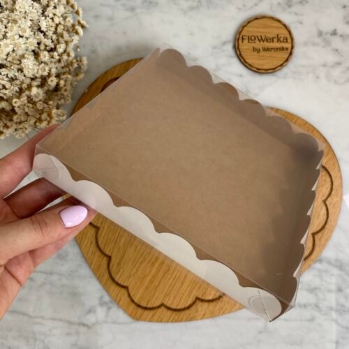 Pudełko falbanka biały brąz 18 cm - 25 szt.