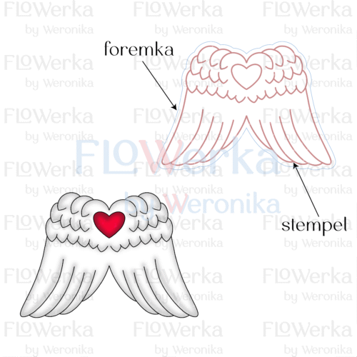 Foremka + stempel Skrzydła anioła serce