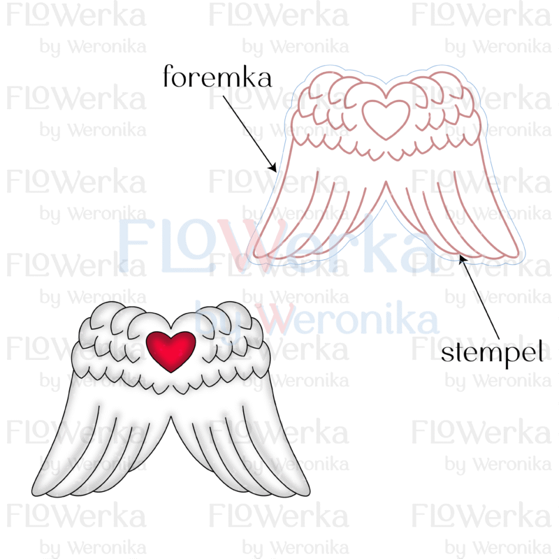Foremka + stempel Skrzydła anioła serce