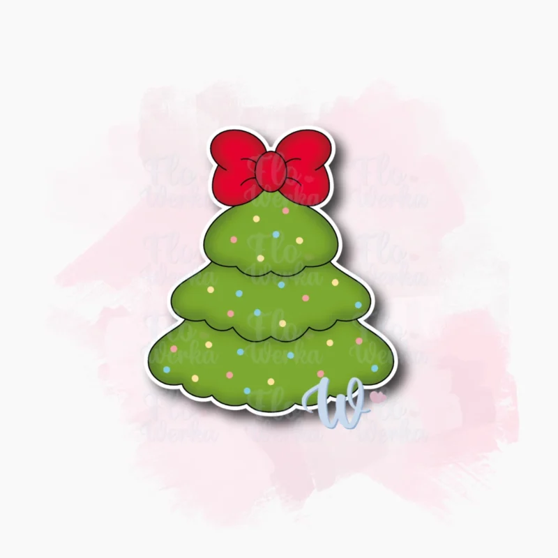 Kolorowa grafika - Choinka z kokardą