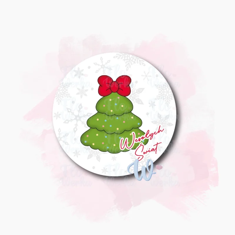 Kolorowa grafika - Choinka z kokardą