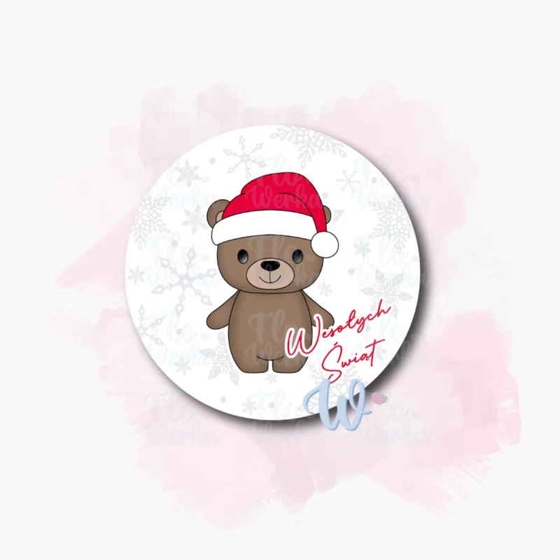 Kolorowa grafika - Miś świąteczny