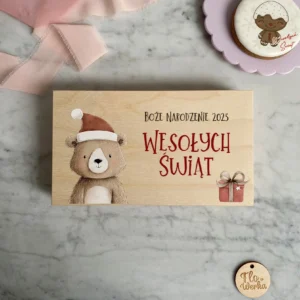 Drewniane pudełko z kolorowym nadrukiem UV - 20 x 10,5 cm