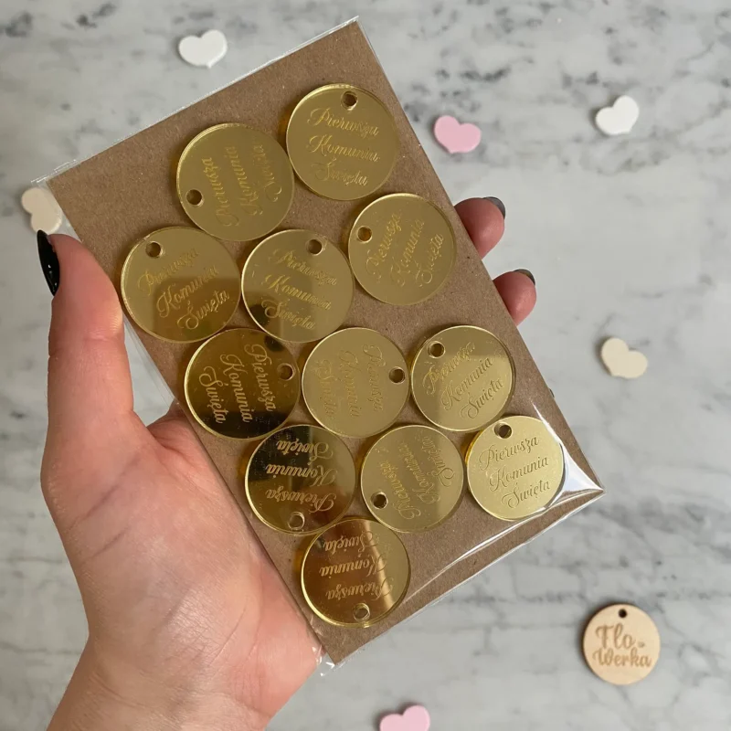 Zawieszka Pierwsza Komunia Święta 3 cm - 12 szt.
