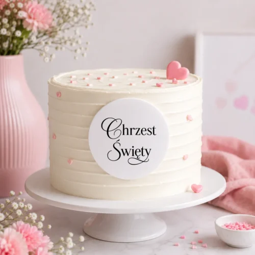 topper-dekor-na-bok-tortu-cgrzest-święty-flowerka3d Dekor okrągły Chrzest Święty