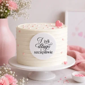 topper-dekor-na-bok-tortu-i-żyli-długo-i-szczęśliwie-flowerka3d Dekor okrągły I żyli długo i szczęśliwie