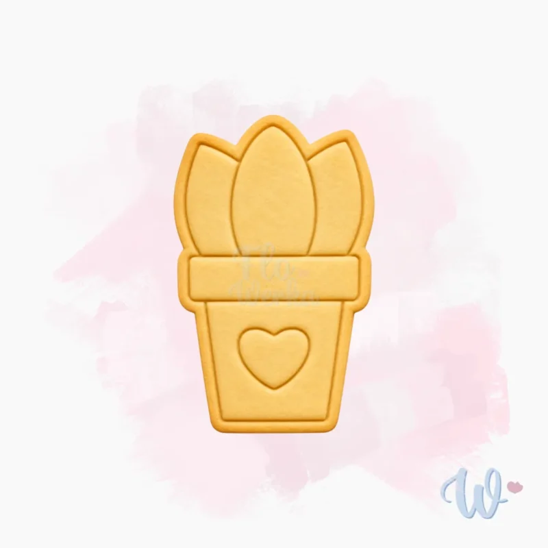 kwiat-tulipan-foremka-wykrawaczka-stempel-do-ciastek-flowerka3d Foremka + stempel Tulipan w doniczce