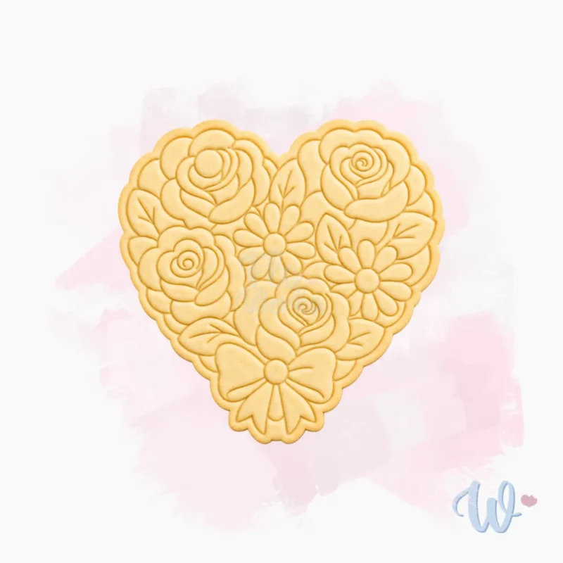 Foremka + stempel Serce z kwiatów