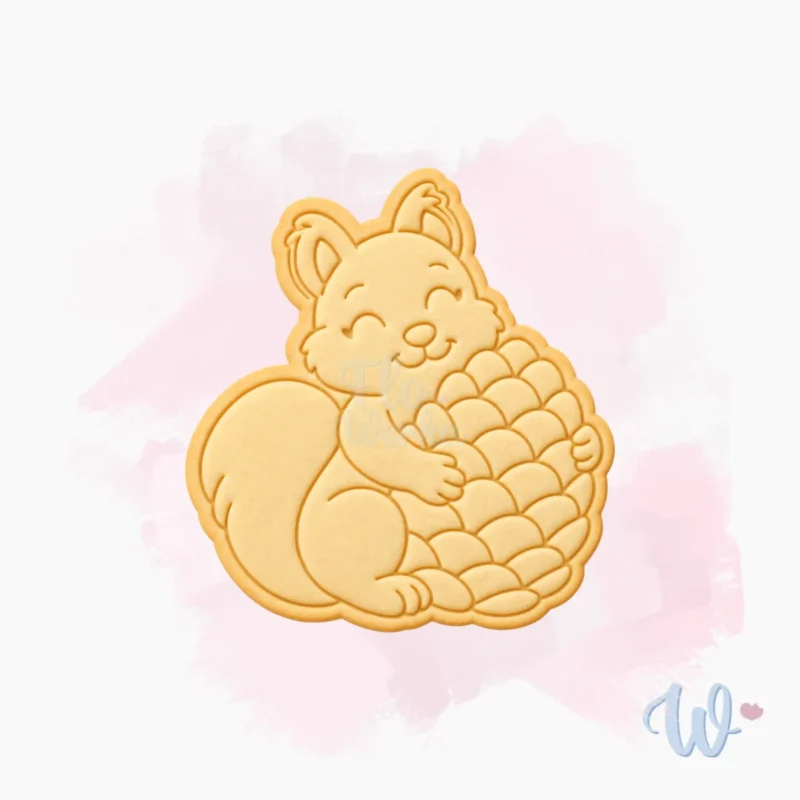wiewiórka-z-szyszką-foremka-wykrawaczka-stempel-do-ciastek-flowerka3d Foremka + stempel Wiewiórka z szyszką