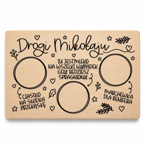 deska-dla-świętego-mikołaja-na-mleko-i-ciasteczko-flowerka3d Drewniana podstawka świąteczna - dla Mikołaja
